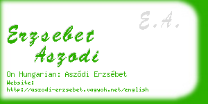 erzsebet aszodi business card