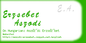 erzsebet aszodi business card